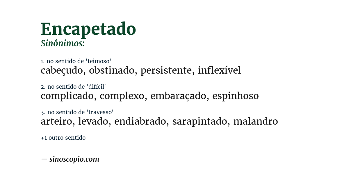 Sinônimo de encapetado