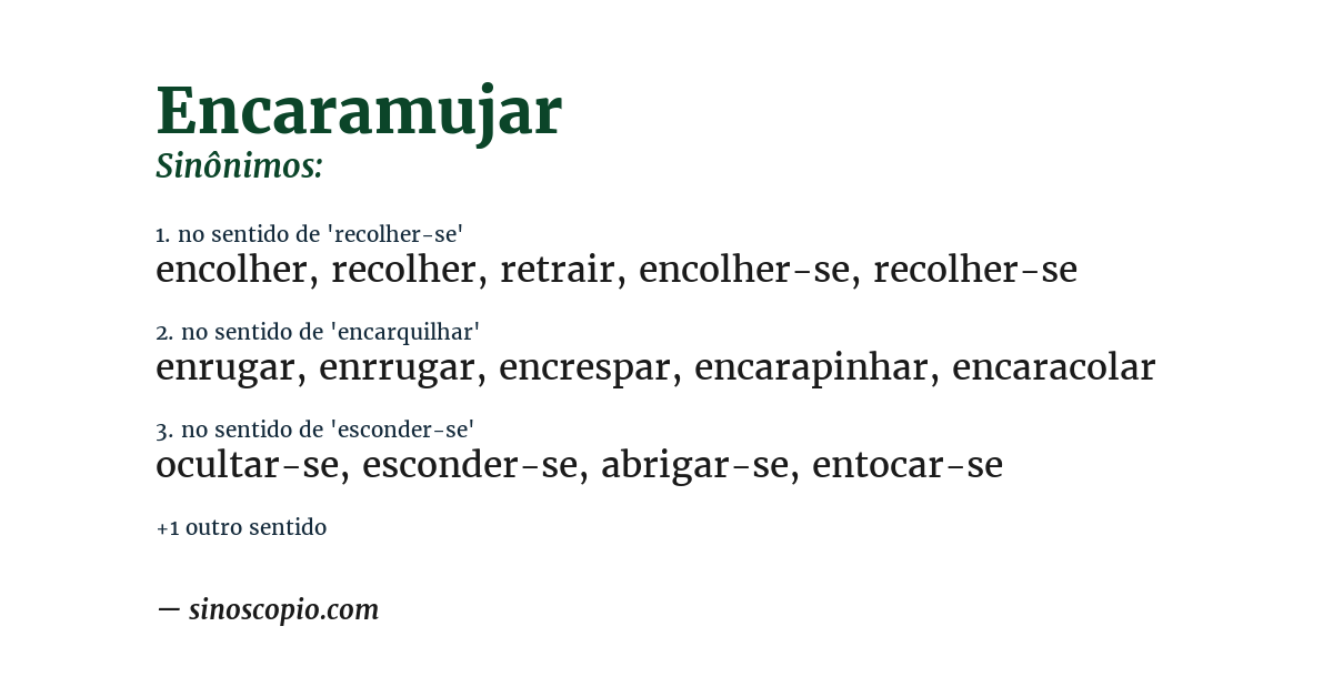 Sinônimo de encaramujar