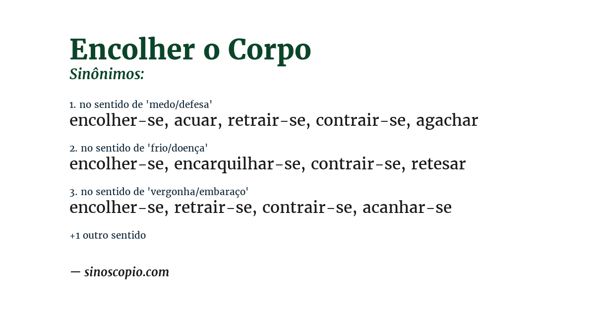 Sinônimo de encolher o corpo