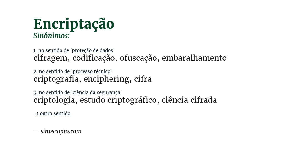 Sinônimo de encriptação