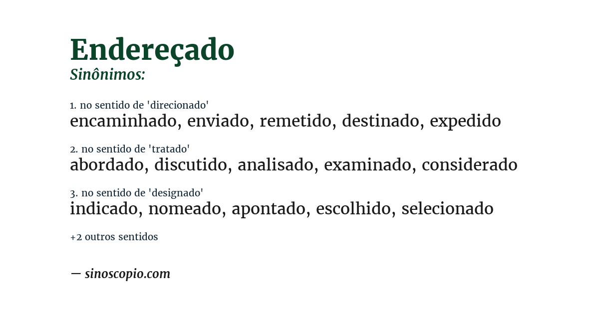 Sinônimo de endereçado