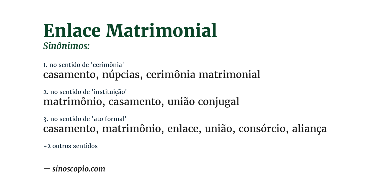 Sinônimo de enlace matrimonial