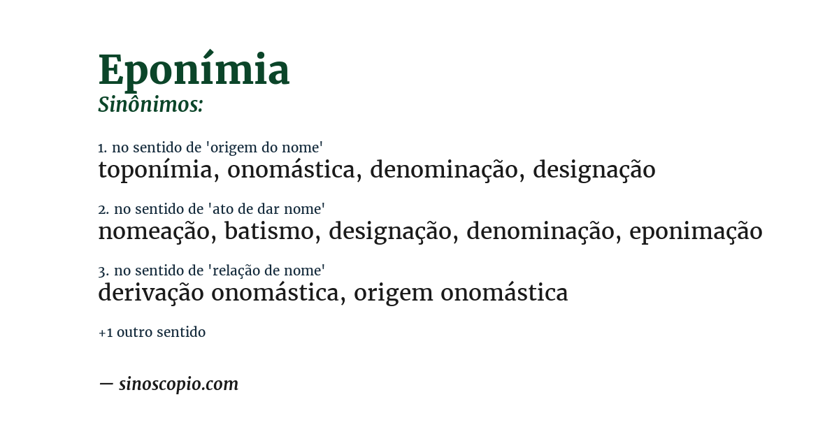 Sinônimo de eponímia