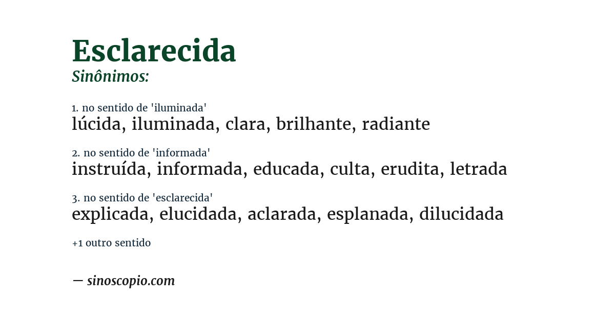 Sinônimo de esclarecida