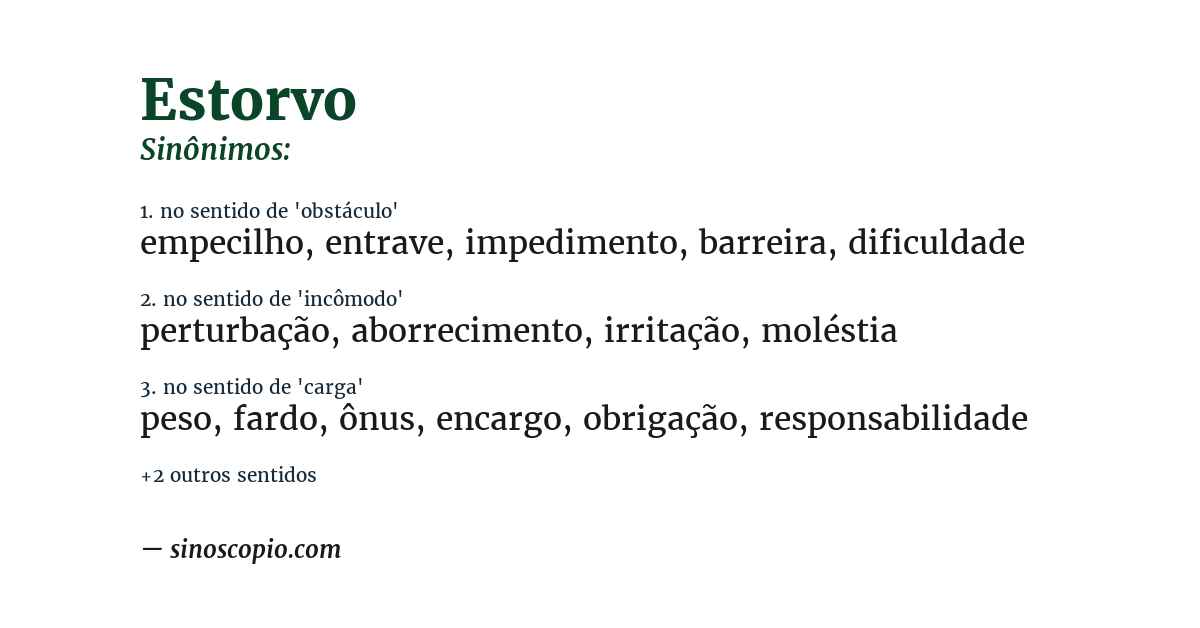 Sinônimo de estorvo