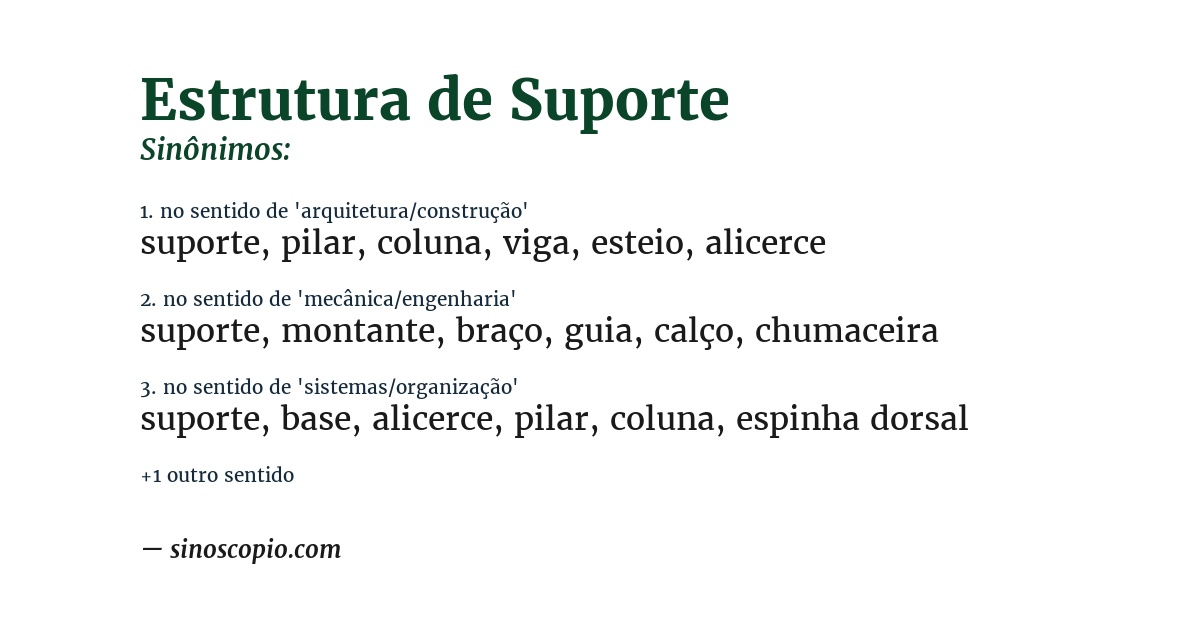 Sinônimo de estrutura de suporte