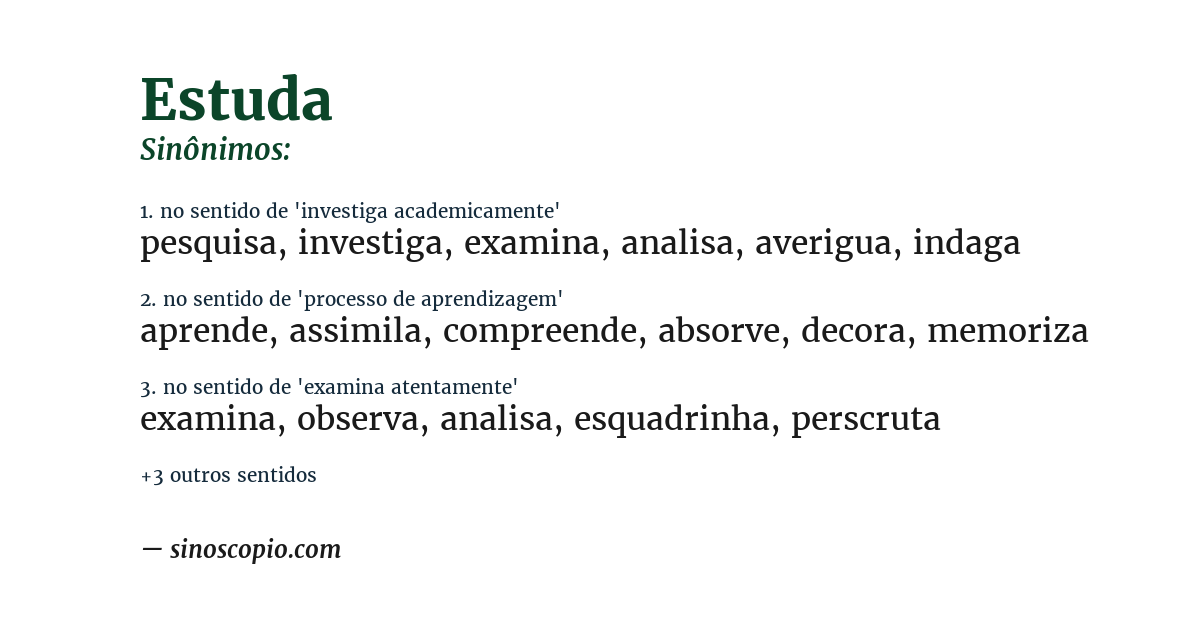 Sinônimo de estuda