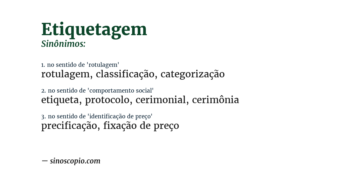 Sinônimo de etiquetagem