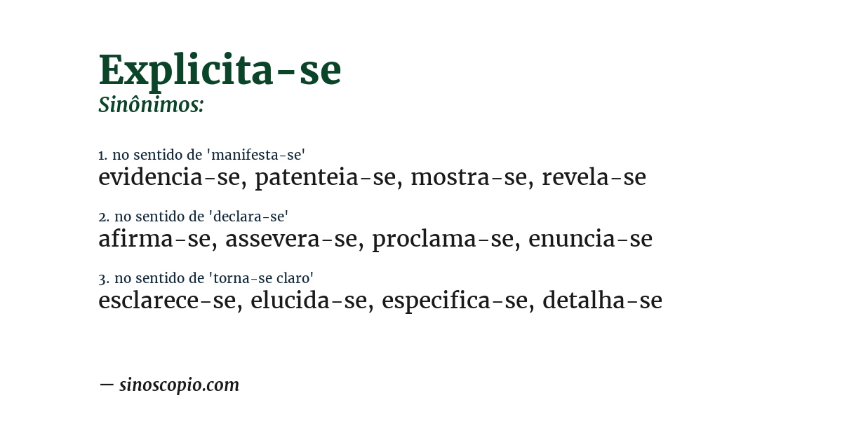 Sinônimo de explicita-se