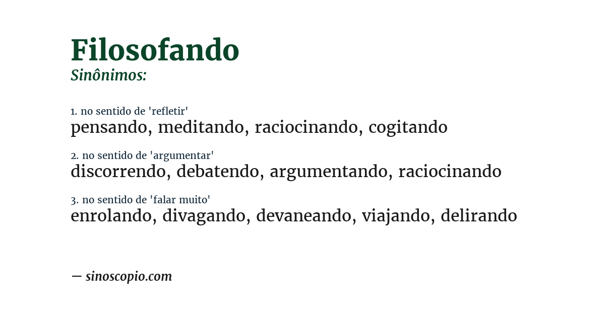 Sinônimo de filosofando