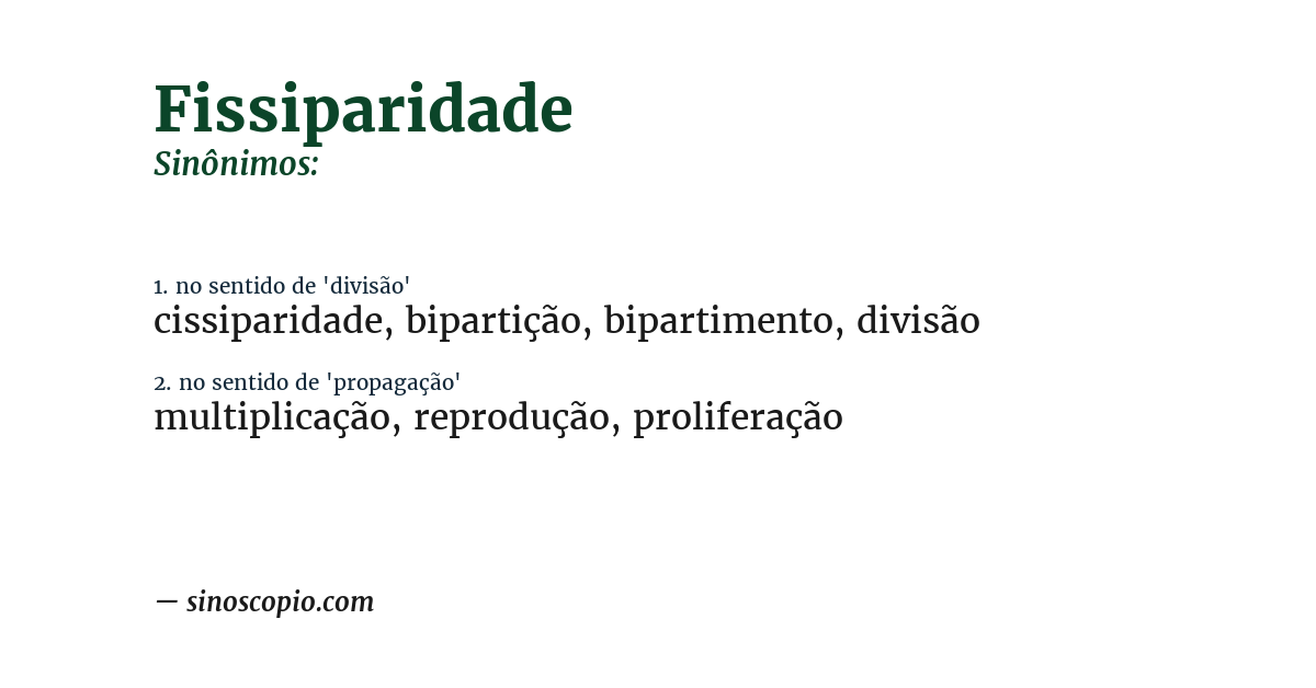 Sinônimo de fissiparidade