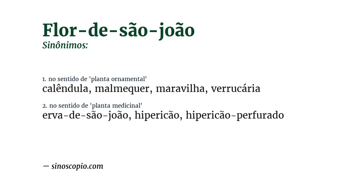 Sinônimo de flor-de-são-joão