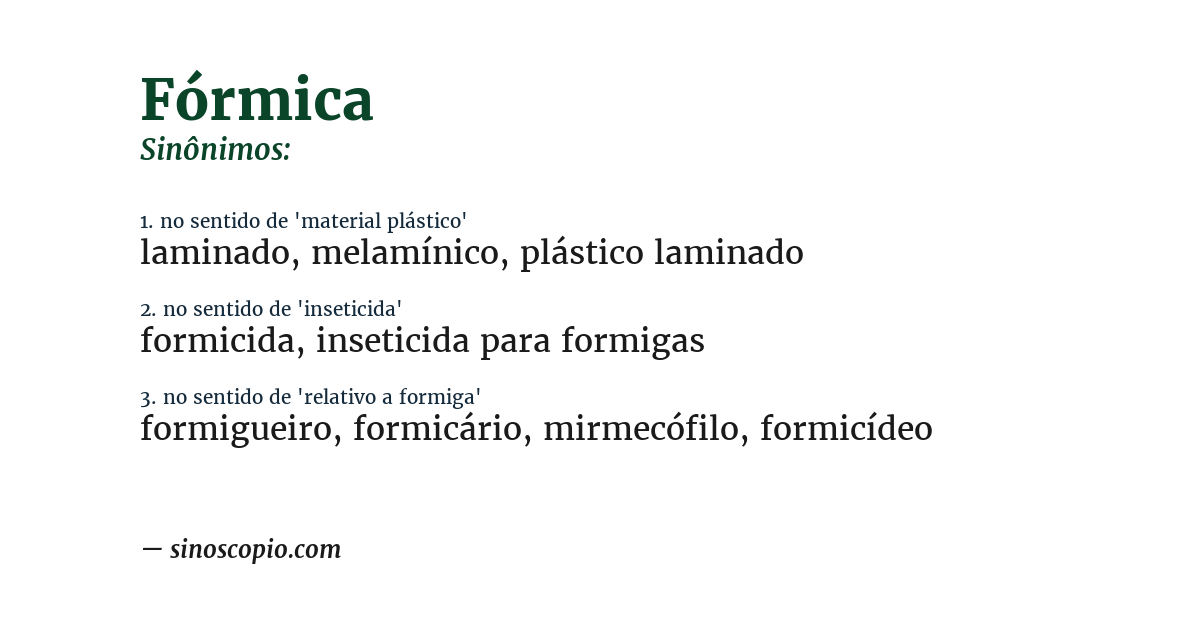Sinônimo de fórmica