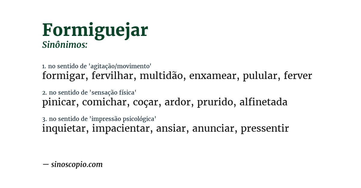 Sinônimo de formiguejar