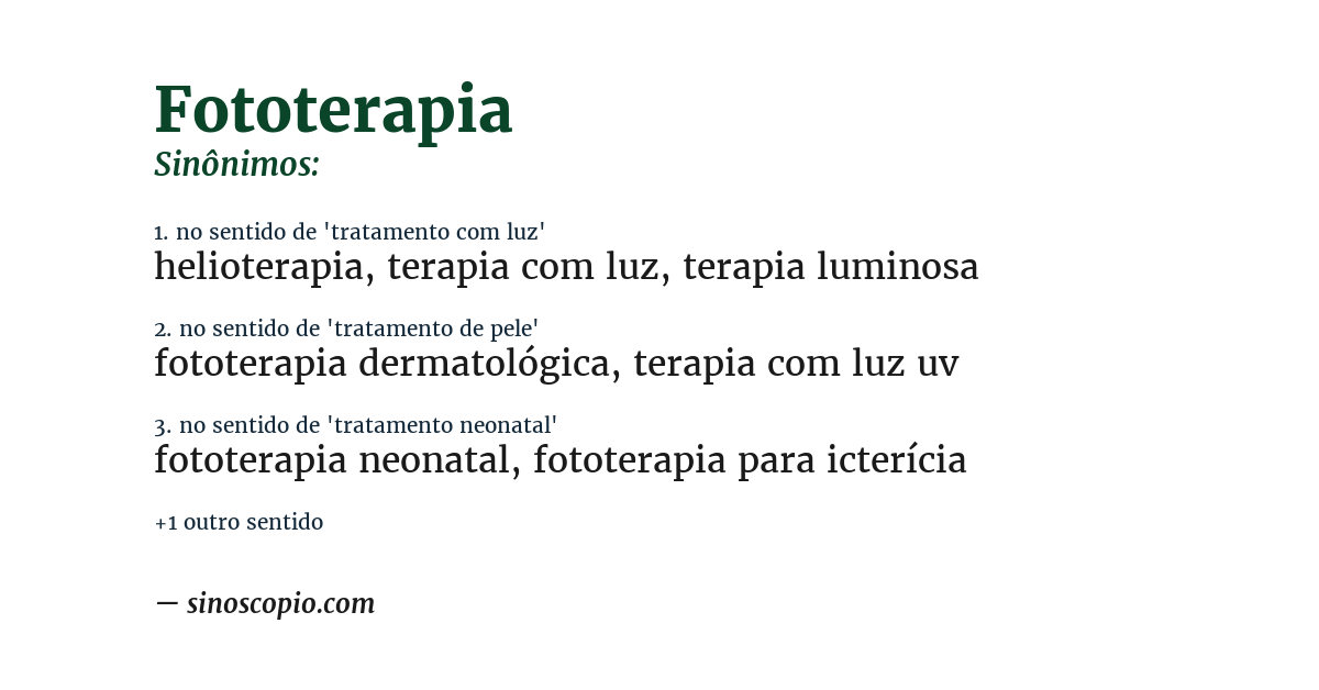 Sinônimo de fototerapia
