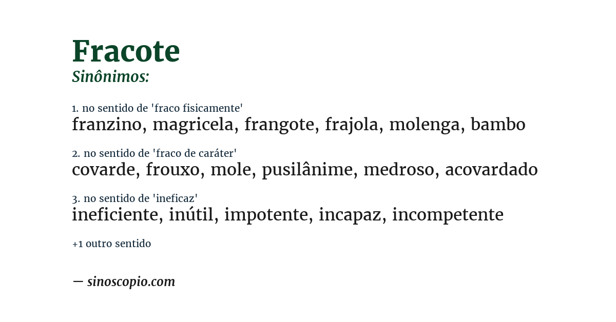 Sinônimo de fracote
