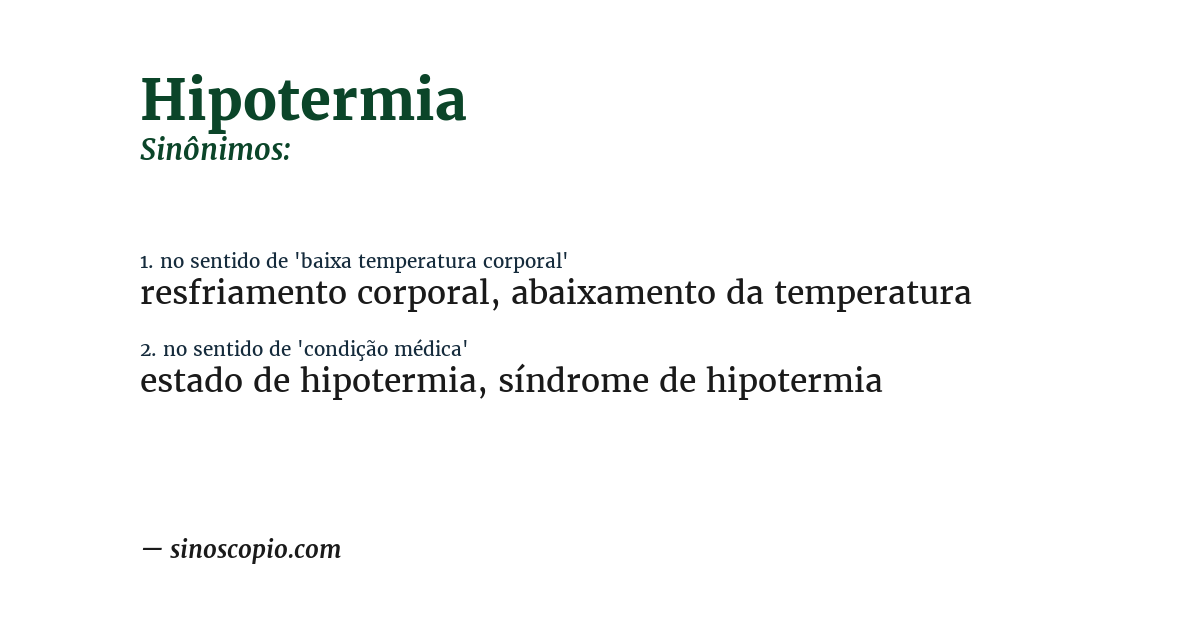 Sinônimo de hipotermia