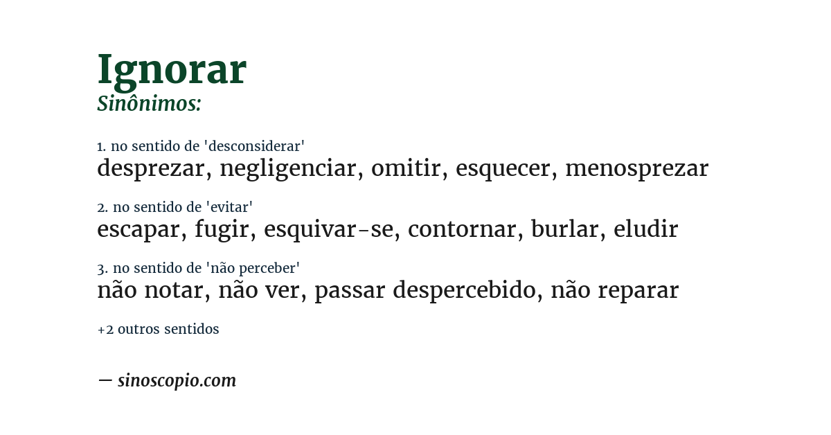 Sinônimo de ignorar