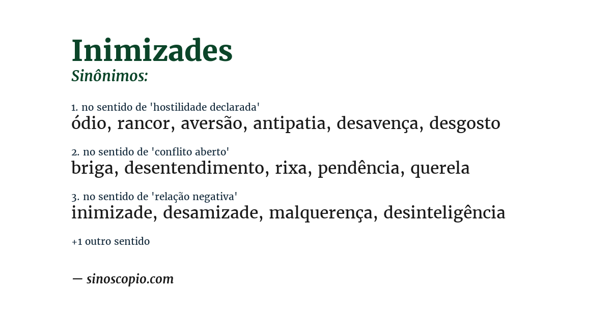 Sinônimo de inimizades