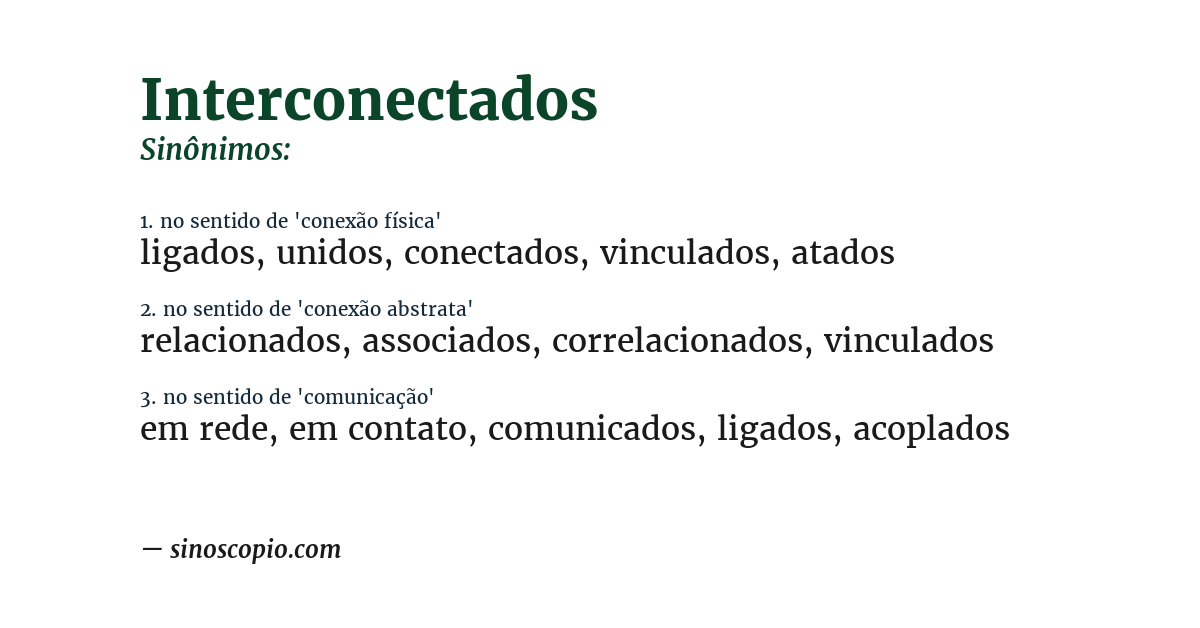 Sinônimo de interconectados