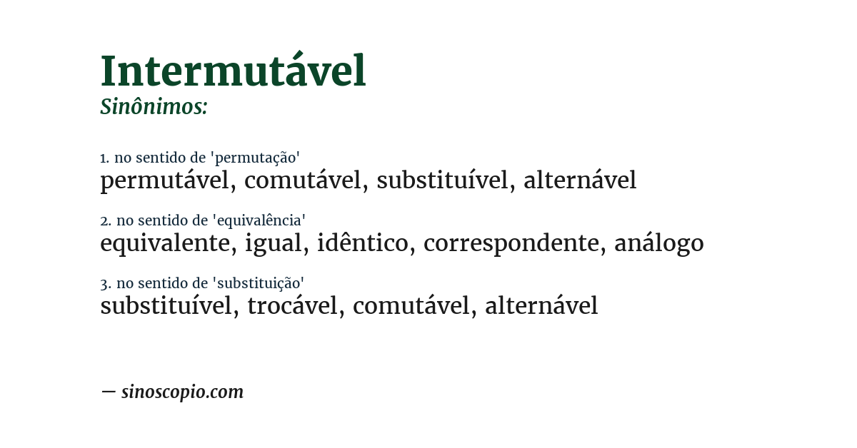 Sinônimo de intermutável