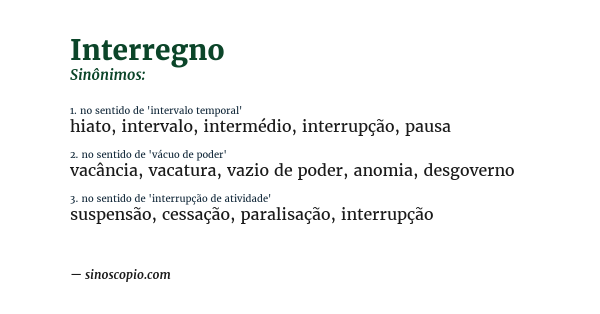 Sinônimo de interregno