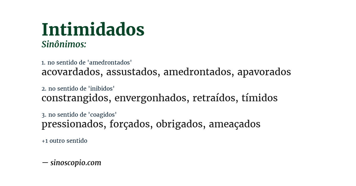 Sinônimo de intimidados