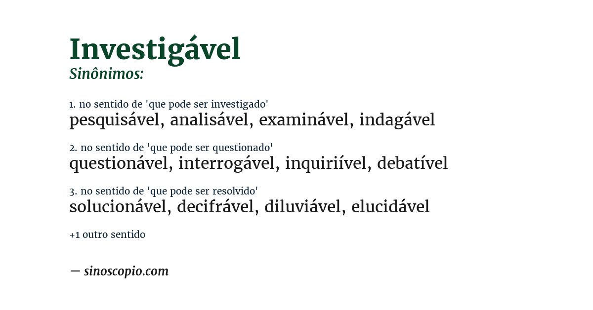 Sinônimo de investigável