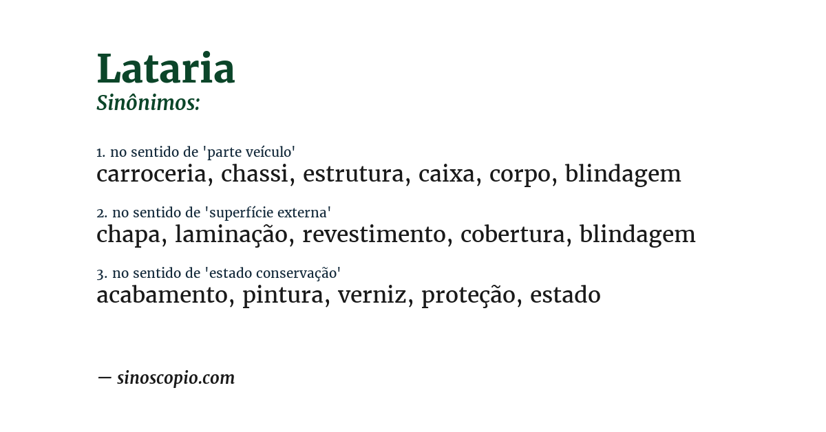 Sinônimo de lataria