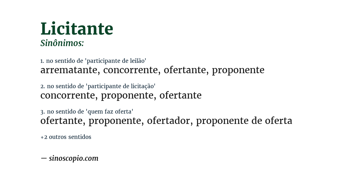 Sinônimo de licitante
