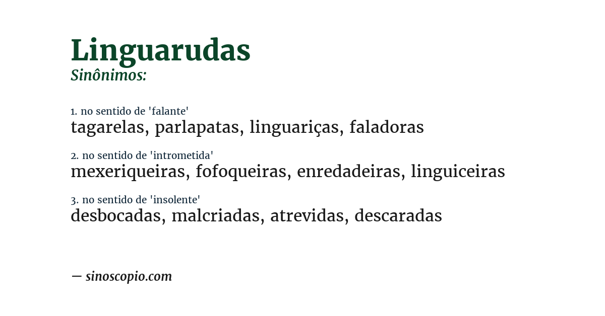 Sinônimo de linguarudas
