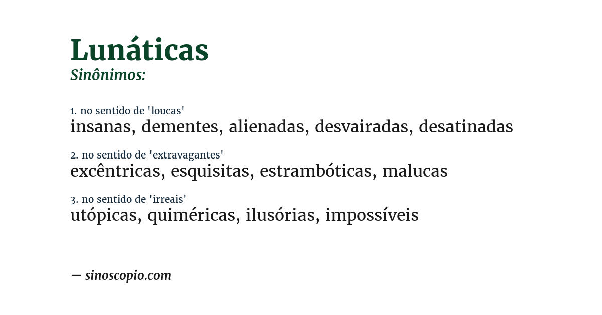 Sinônimo de lunáticas