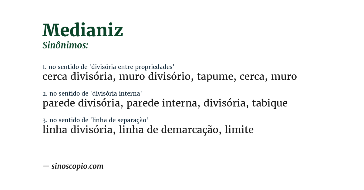 Sinônimo de medianiz