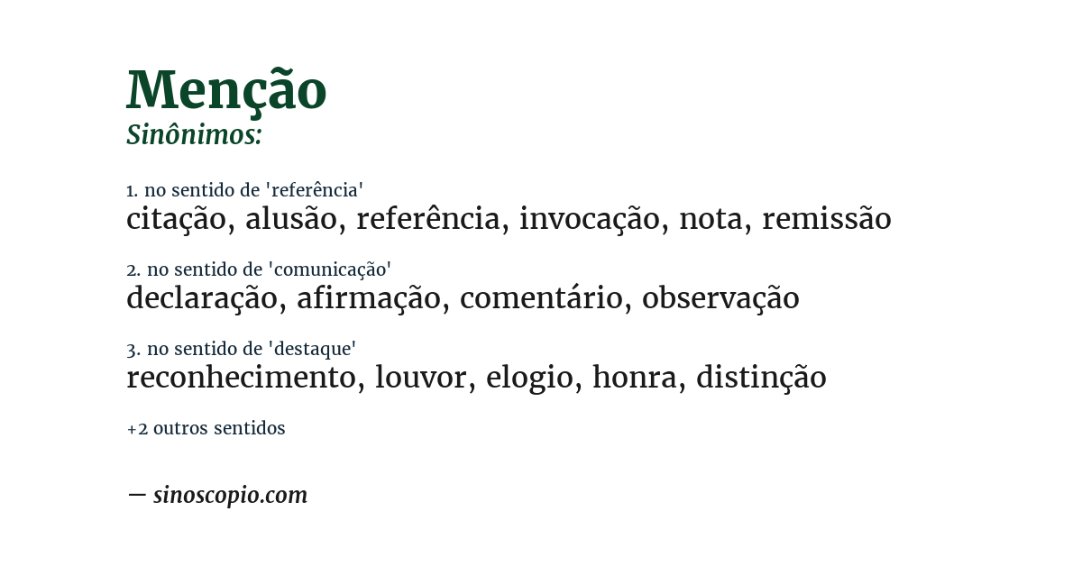 Sinônimo de menção