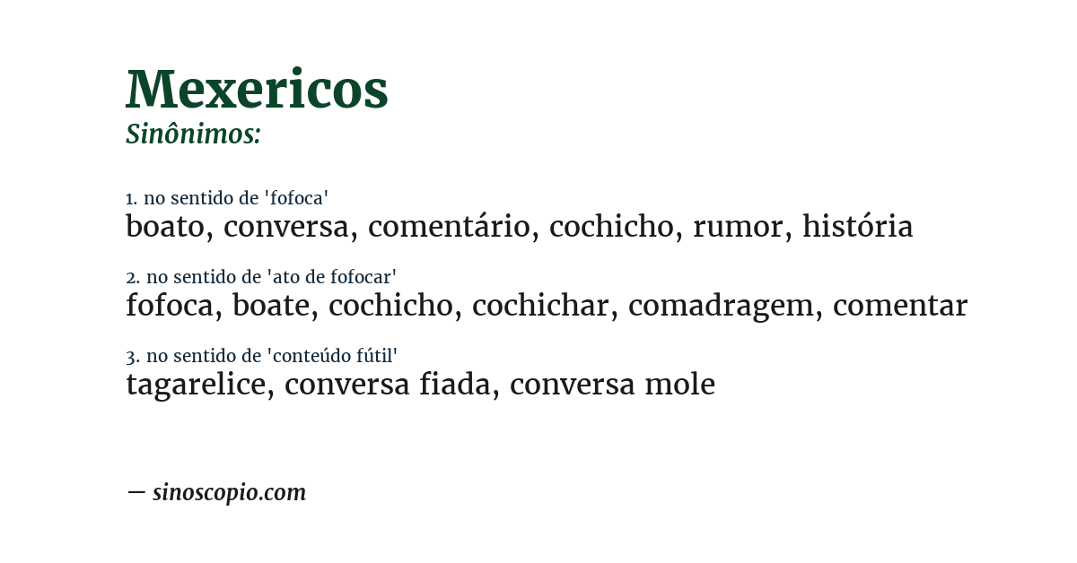 Sinônimo de mexericos