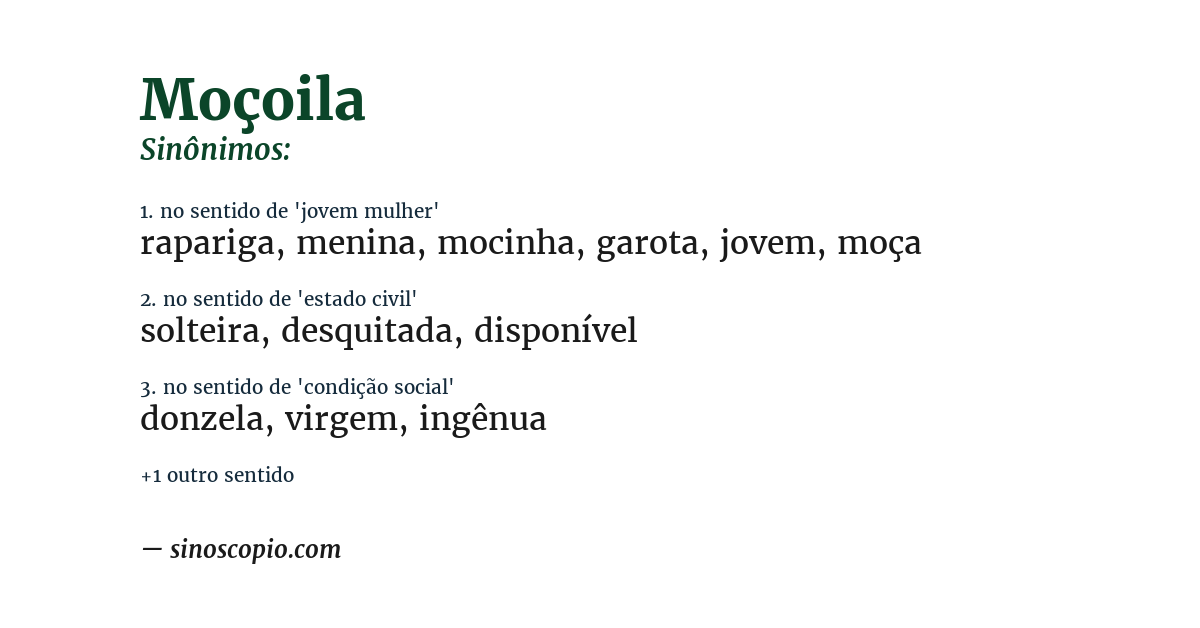 Sinônimo de moçoila