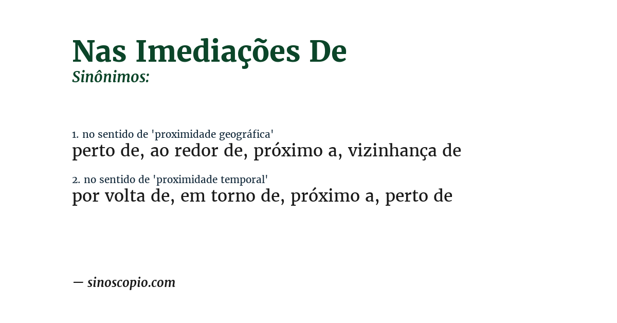 Sinônimo de nas imediações de