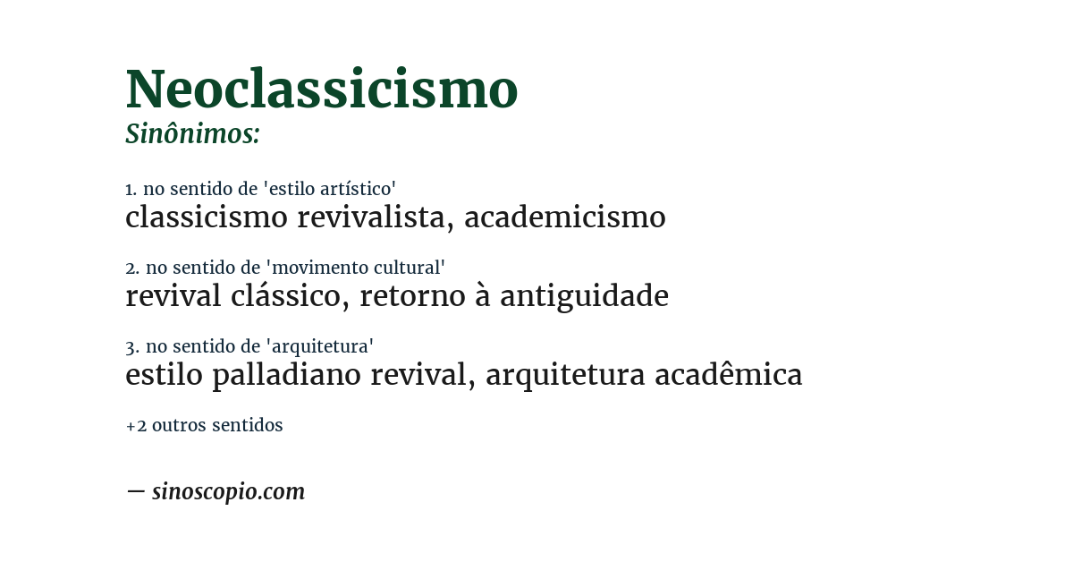 Sinônimo de neoclassicismo