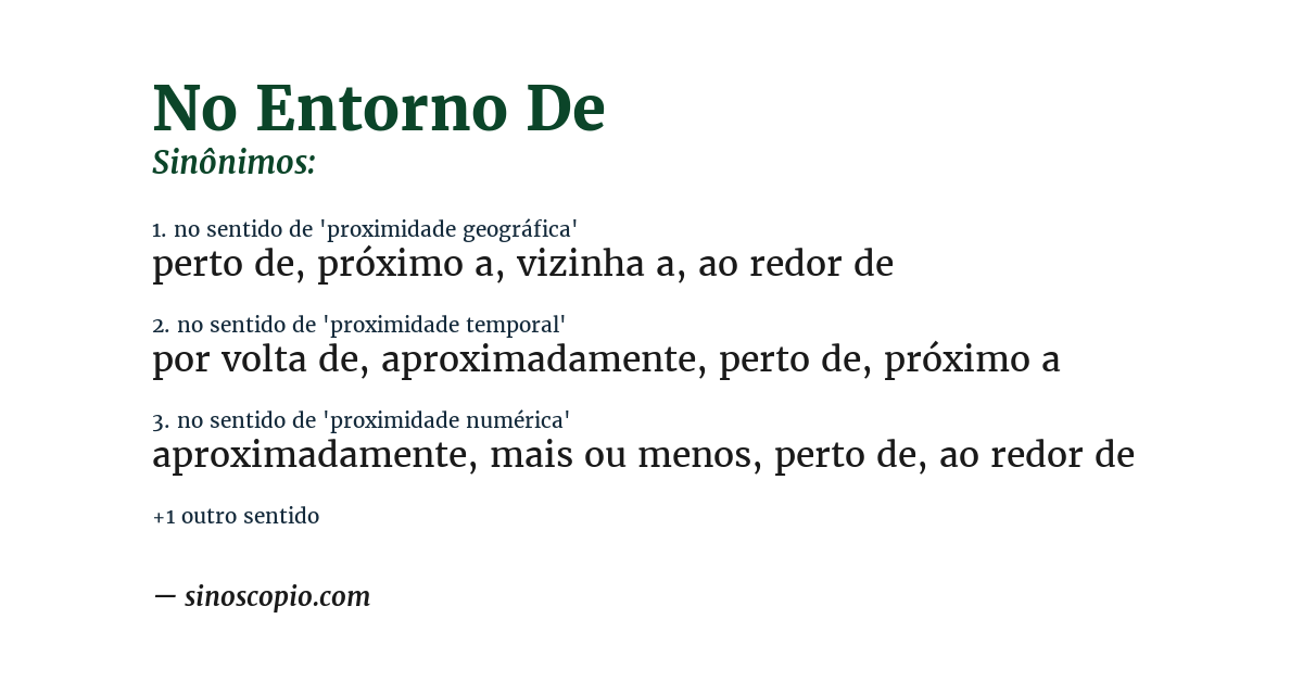 Sinônimo de no entorno de