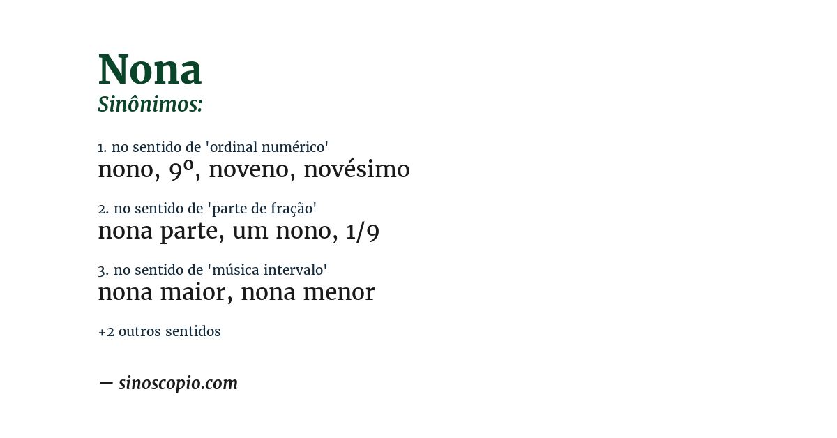 Sinônimo de nona