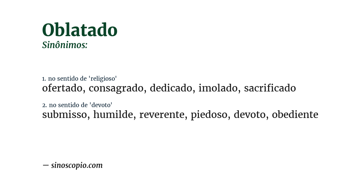 Sinônimo de oblatado