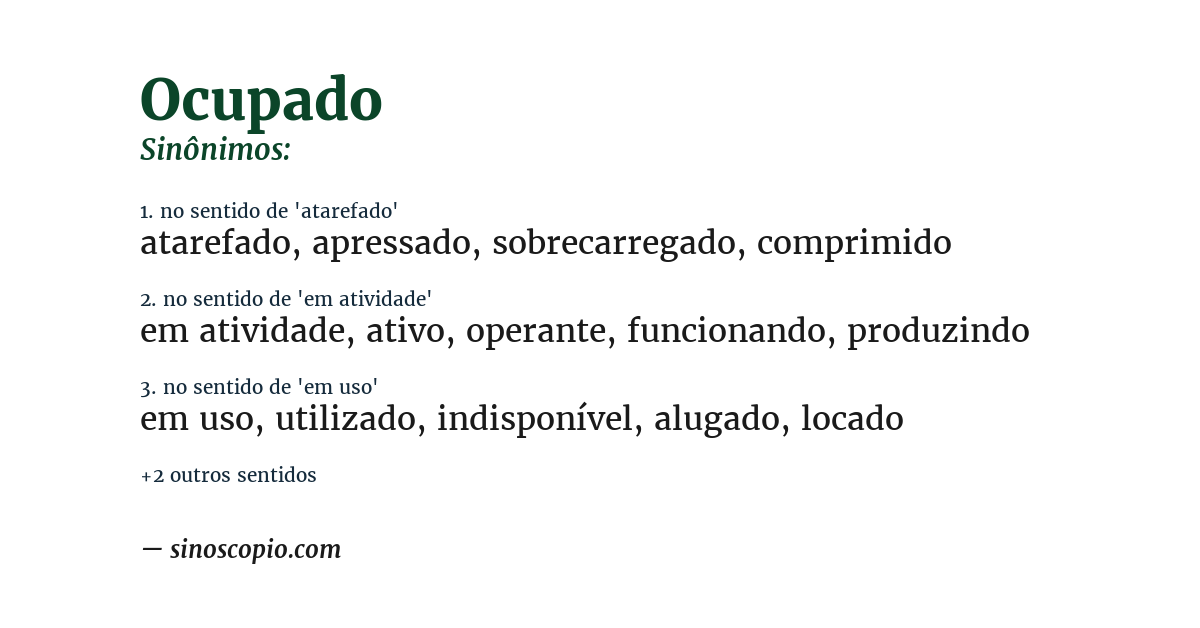 Sinônimo de ocupado