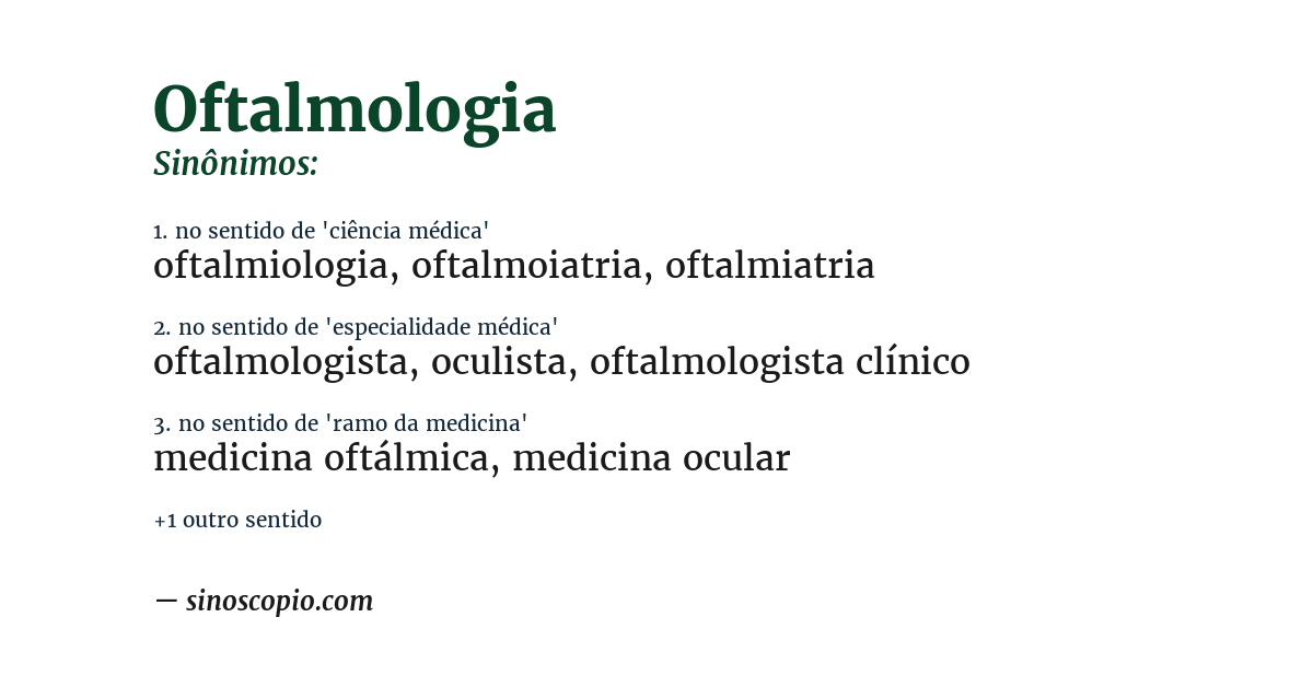 Sinônimo de oftalmologia