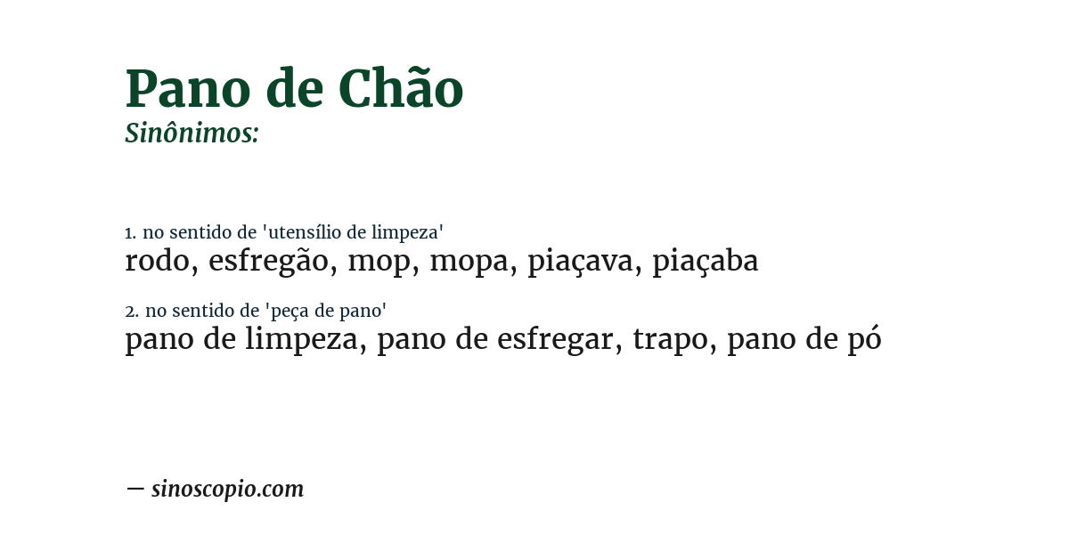 Sinônimo de pano de chão