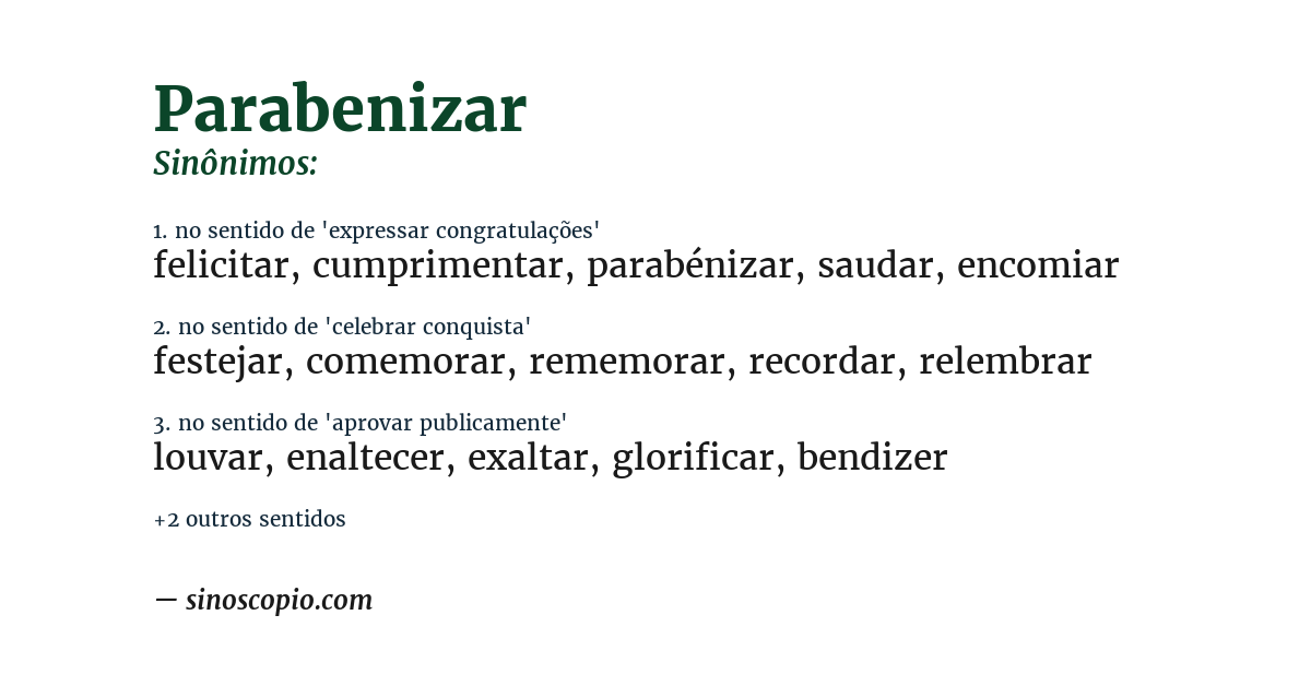 Sinônimo de parabenizar