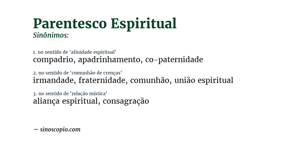Sinônimo de parentesco espiritual