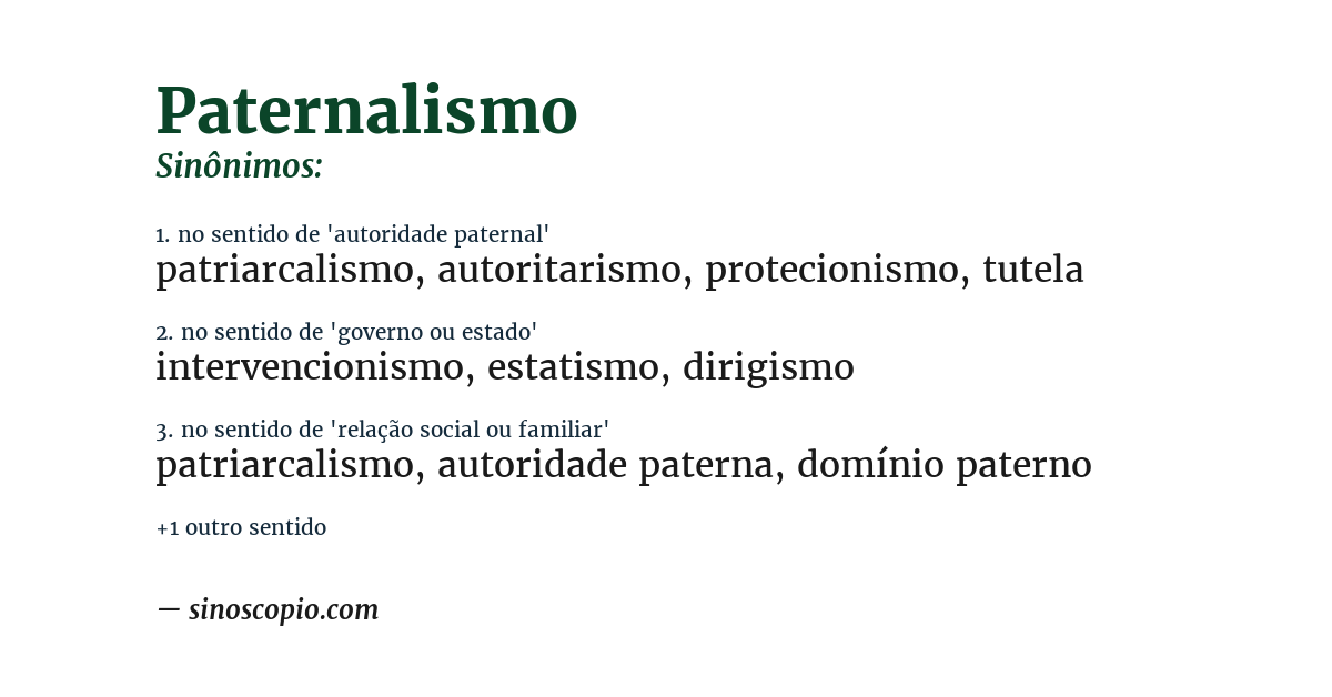 Sinônimo de paternalismo