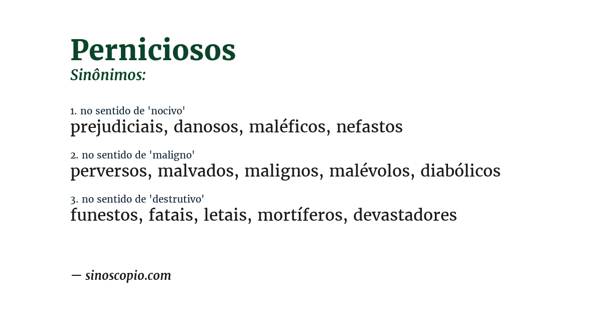 Sinônimo de perniciosos