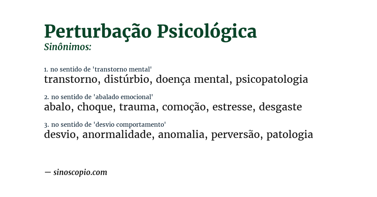 Sinônimo de perturbação psicológica