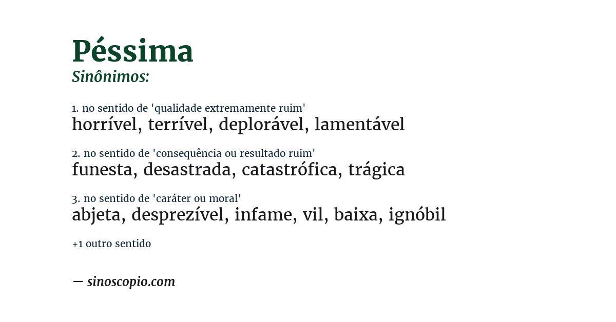 Sinônimo de péssima